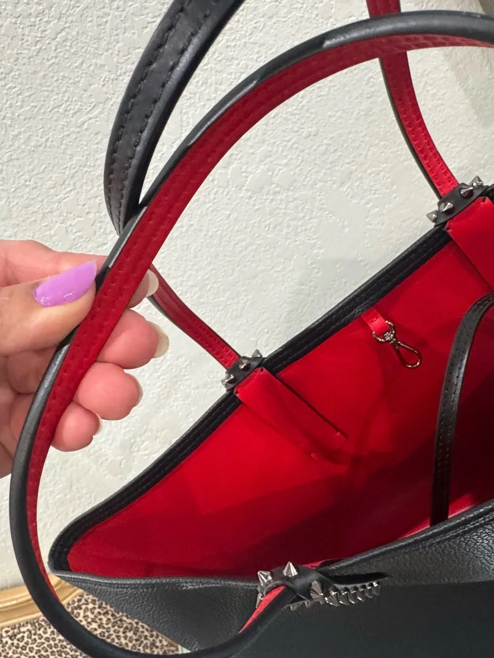 Christian Louboutin Cabata Calfskin Leather Tote with Red Interior